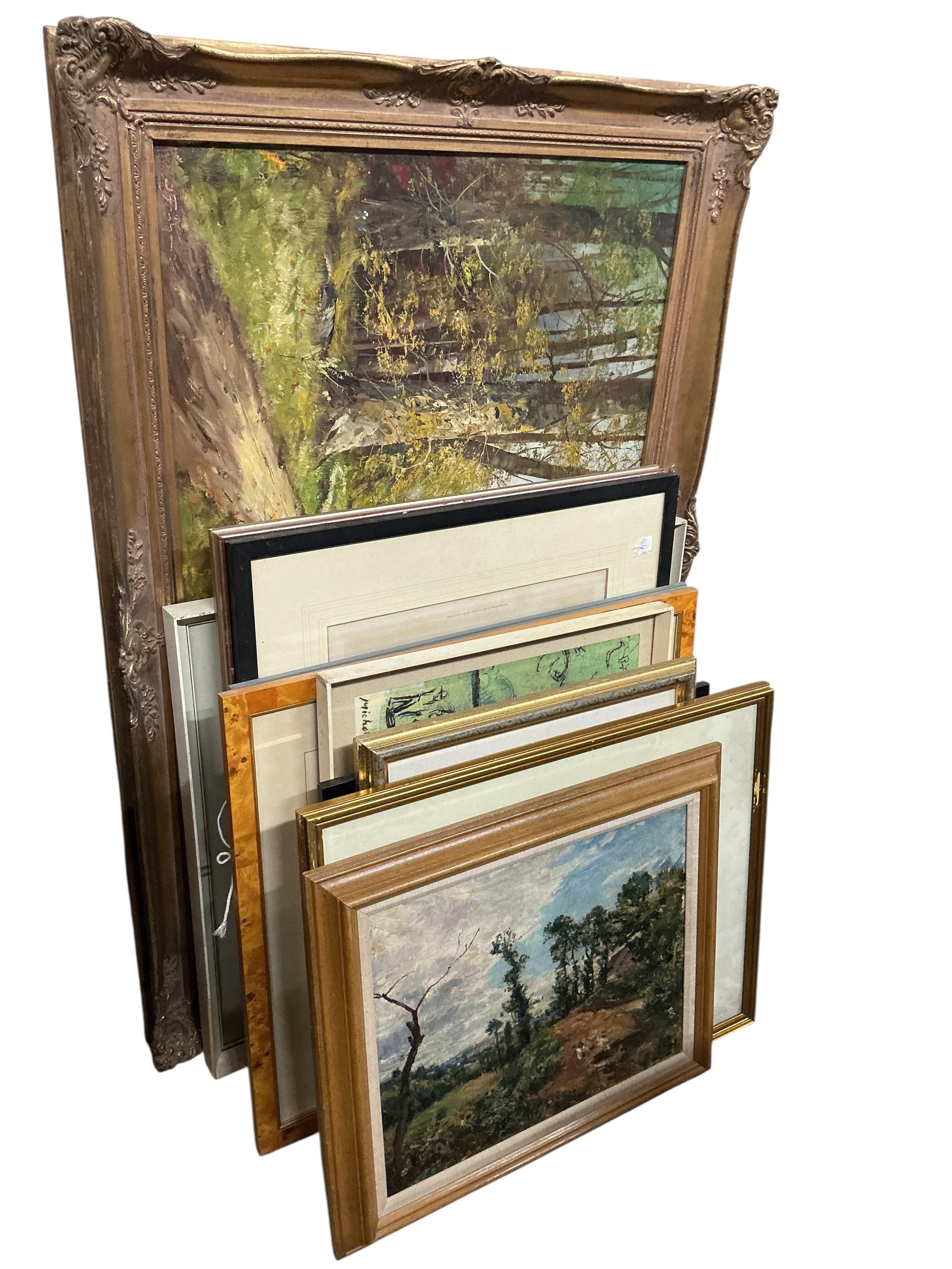 A quantity of assorted oils, watercolours and prints